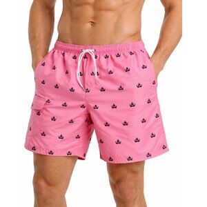 Men’s Swim Trunks / Swimming Shorts – NWT – Pink Anchor Print – Size XL